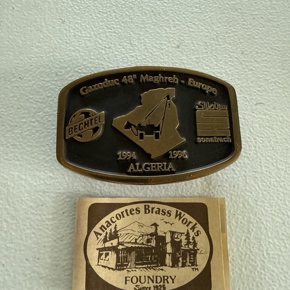 Anacortes Accessories - Bechtel Brass Belt Buckle Maghreb–Europe Gas Pipeline project 1994–96  Algeria